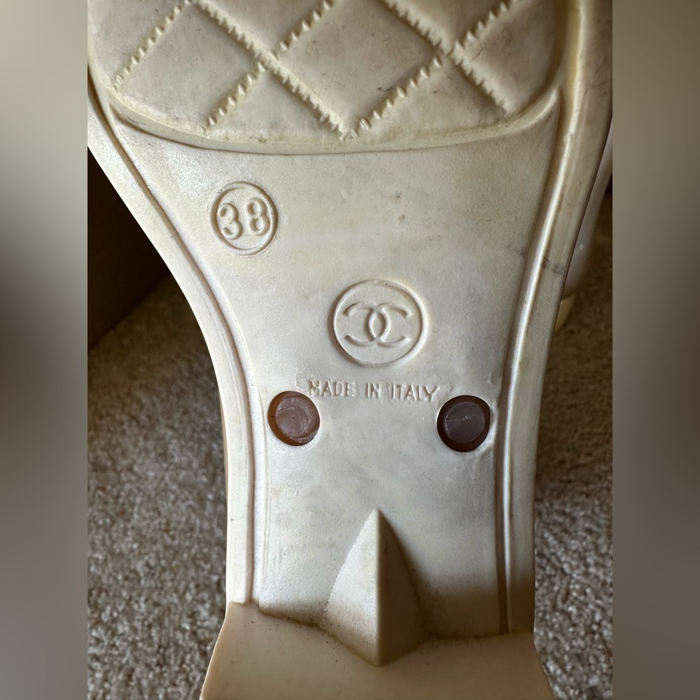 Chanel Cream Glitter Rain Boots - Picture 6 of 6